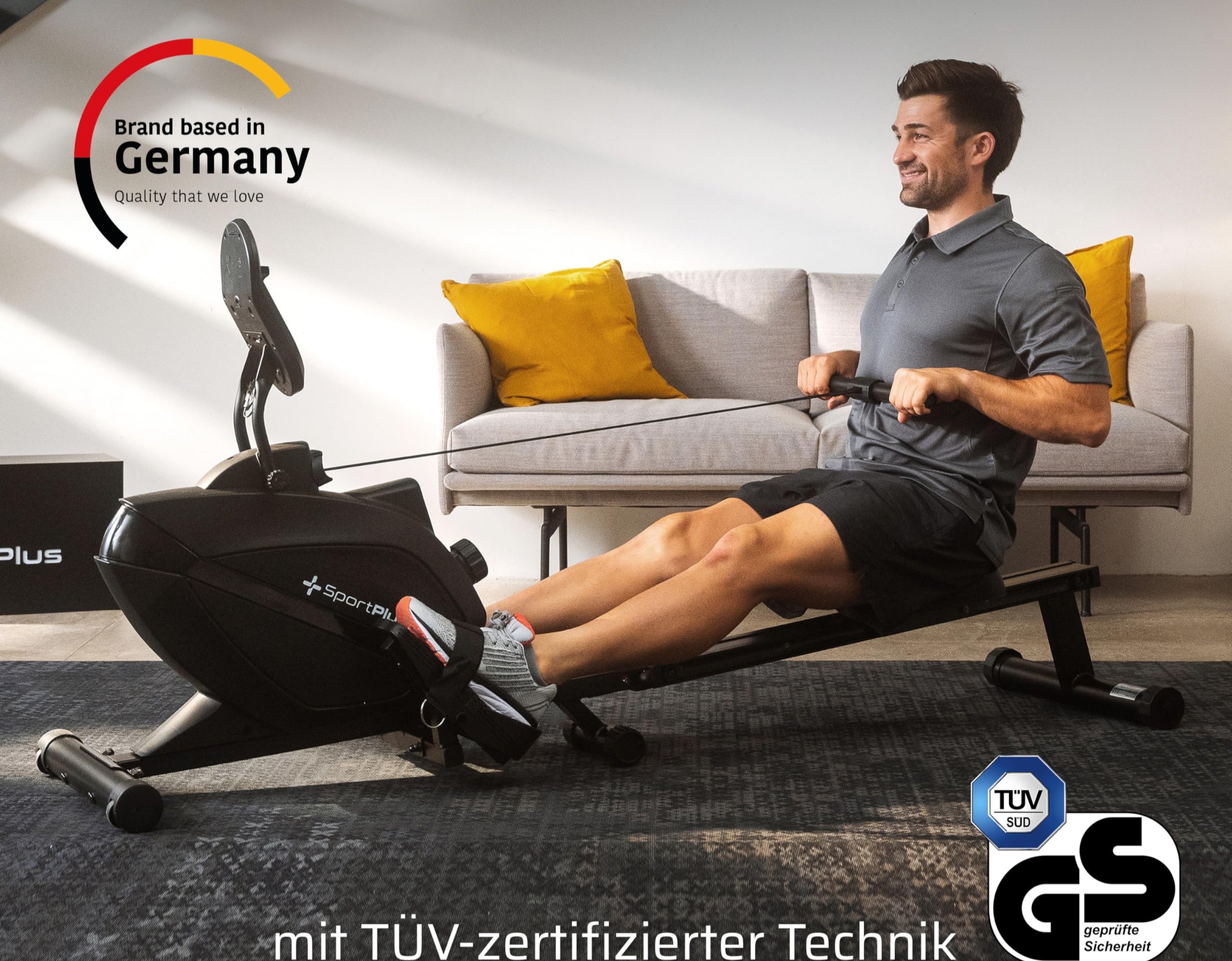 Rudergerät für zuhause klappbar - SportPlus Rudergerät klappbar extra leiser Magnetwiderstand - Rudermaschine für zuhause Kinomap - Rudergeräte Magnetwiderstand Trainingscomputer App Rowing Machine